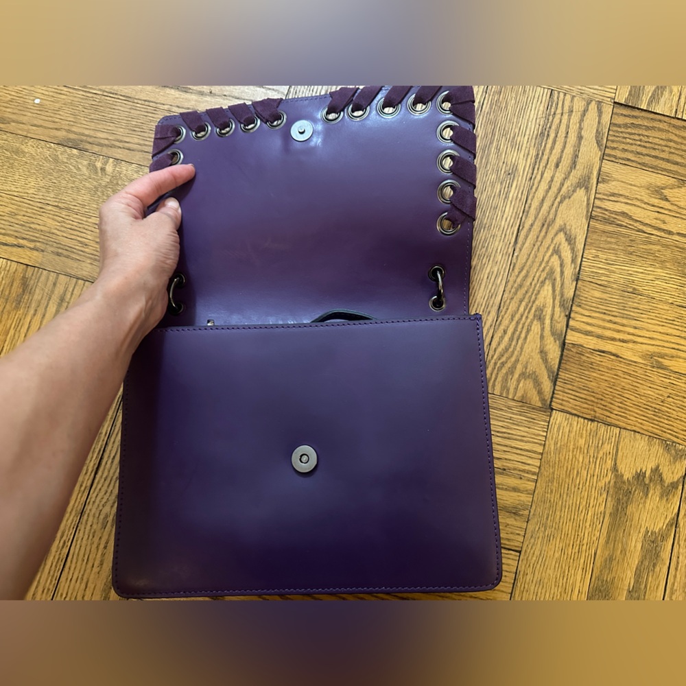 Purple Borse in Pelle Italian Leather Crossbody Purse - Picture 8 of 13